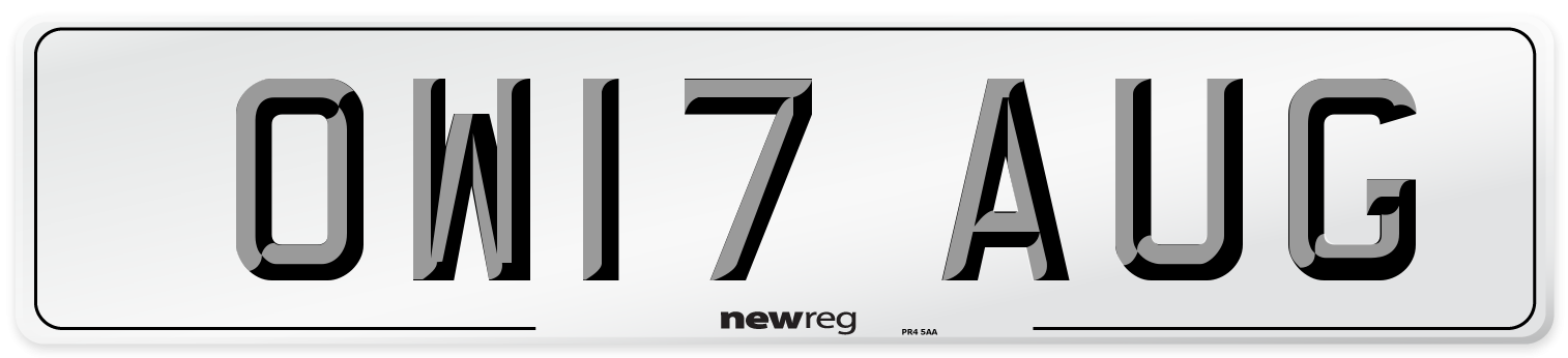 OW17 AUG Number Plate from New Reg